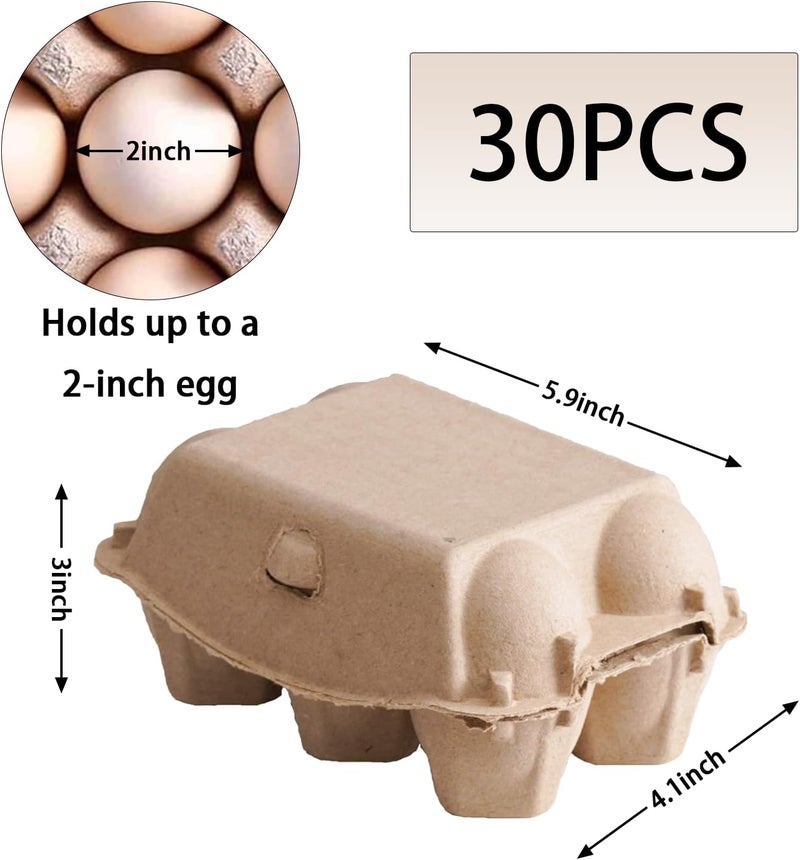 vwpvdeeg 50 Pack Half Dozen Egg Cartons, Blank Natural Pulp Egg Carton Bulk 6 Count for Chicken Eggs and Duck Eggs, Reusable, Protects, Egg Storage Containers for Home Kitchen and Farmhouse (50 PCS 6 Count) - Image 2